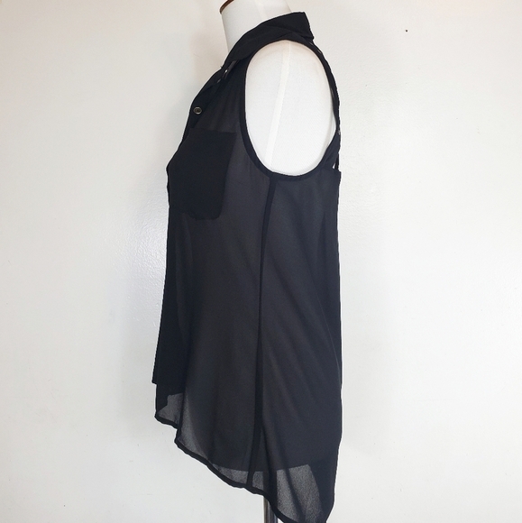 Bcbgeneration Button Down Black Tank Top Xsmall Preowned - Picture 4 of 8